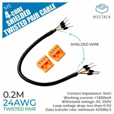 【M5STACK-A088】24AWG 4芯シールドツイストペアケーブル 20cm