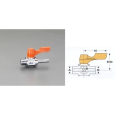 【EA425BH-128】R 1/4インチ x 8.0mm ボールバルブ(ステム式・ミニチュア)