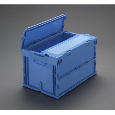 【EA506AA-77】530×366×340mm/49.8L 折畳コンテナ(ロック付・青)
