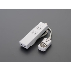 【EA940CD-88】AC240V 海外用マルチ変換タップ[USBポート付]