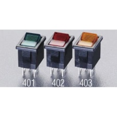 【EA940DH-403】125V/9A 2極単投/ネオン球照光ロッカスイッチ(黄)
