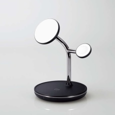 【W-MS04BK】MfA認証マグネットワイヤレス充電スタンド(7.5W+5W＋AppleWatch)