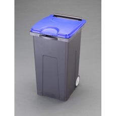 【EA995CC-11】90L ダストボックス(キャスター付・青/黒)
