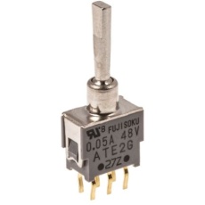 【ATE2G-2F3-10-Z】トグルスイッチ DPDT PCB (On)-Off-(On)