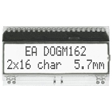 【EA-DOGM162W-A】Display Visions 液晶モノクロディスプレイ 半透過型 英数字 黒、2列16文字x16 char