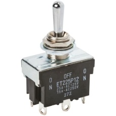 【ET225P12-Z】トグルスイッチ DPDT パネルマウント On-Off-On