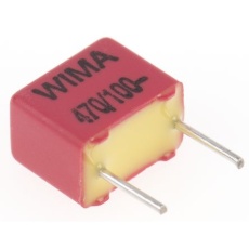 【FKP2/470/100/5】WIMA フィルムコンデンサ、63 V ac、100 V dc、470pF、±5%