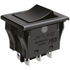 【JW-LW22RKK】ロッカースイッチ 双極双投(DPDT) カットアウト幅:20.5mm JW-LW22RKK