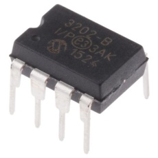 【MCP3202-BI/P】Microchip A/Dコンバータ、12ビット、ADC数:2、100ksps、MCP3202-BI/P