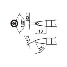 【T39-DR24】こて先2.4D型V溝付