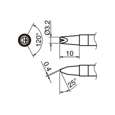 【T39-DR32】こて先3.2D型V溝付