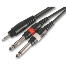 【PLS00140】3.5MM TO 2X 6.35MM JACK PLGS 1.2M