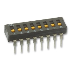 【A6TN-8101】DIP SW SPST 0.025A 24VDC 8POS THT
