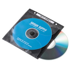 【FCD-FR100BKN】DVD・CD不織布ケース(リング穴付・ブラック)