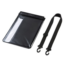 【PDA-TABWPST10BK】タブレット防水防塵ケース(スタンド付き・ショルダーベルト付き・10.1型)