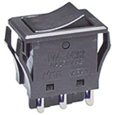 【JW-M22RKK】NKK Switches ロッカースイッチ 双極双投(DPDT) イルミネーション:なし カットアウト幅:15.4mm JW-M22RKK