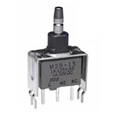 【M2B15BA5W13】NKK Switches 押しボタンスイッチ、On-(On)、スルーホール、単極双投(SPDT)、M2B15BA5W13