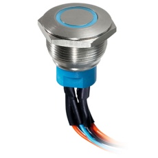【AV3112F102074BK】メタル形押しボタンスイッチ φ22 青色LED