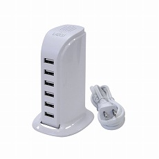 【L-AC6-W】AC充電器 6口 6A ホワイト