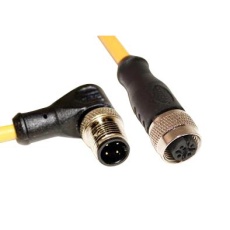 【C4AD05M00.5】M12 CORDSET  4-POS MALE RIGHT ANGLE-FEMALE STRAIGHT  22 AWG  .5M 68AK2083