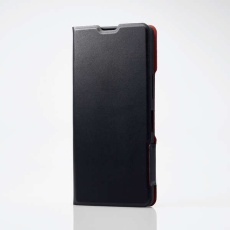 【PM-S232PLFUBK】AQUOS R8 ソフトレザーケース 手帳型 薄型 磁石付 ブラック