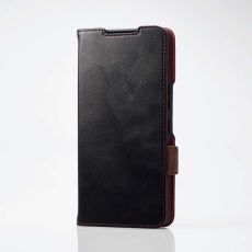 【PM-S231PLFYBK】AQUOS R8 pro ソフトレザーケース 手帳型 磁石付 耐衝撃 ステッチ ブラック