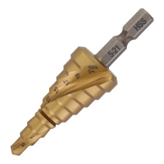 【STP-5】スパイラル式チタンコーティングステップドリル ハイス鋼材 9段 5-21mm