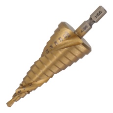 【STP-6】スパイラル式チタンコーティングステップドリル ハイス鋼材 14段 4-30mm
