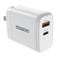 【APD-V065AC-WH】Power Delivery対応充電器(最大65W/Type-C×1、Type-A×1/ホワイト)