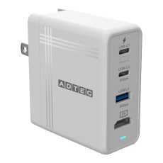 【APD-V074AC2H-WH】4K 出力対応/PD3.0対応充電器(最大74W/Type-C×2 Type-A×1 & HDMI×1/Type-C ケーブル付属/ホワイト)