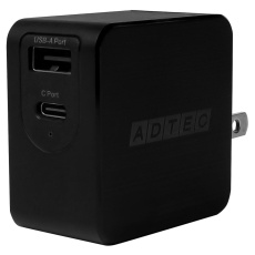 【APD-A065AC-WC-BK】PD充電器+ケーブル(最大65W/Type-C×1、Type-A×1/Type-C ケーブルセット)