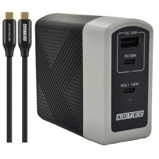 【APD-A140AC2-WC24-BK】PD3.1充電器+ケーブル(最大140W/Type-C×2、Type-A×1/240W-C ケーブル付属)