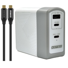 【APD-A140AC2-WC24-WH】PD3.1充電器+ケーブル(最大140W/Type-C×2、Type-A×1/240W-C ケーブル付属)