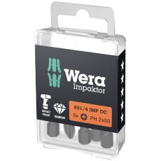 【057656】WERA ベラ ダイヤモンドコーティング インパクトドライバー用 ドライバービット10個入り 刃先サイズ+2 全長50mm 