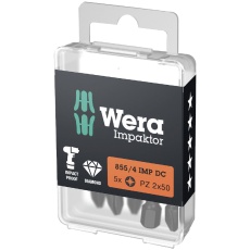 【057661】WERA ベラ ダイヤモンドコーティング インパクトドライバー用 ドライバービット10個入り 刃先サイズPZ2 シャンク径6.35mm 全長50mm 