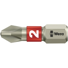 【071011】WERA ベラ プラスネジ用 ステンレス製ドライバービット 差込6.35mm 刃先サイズ+2 全長25mm  