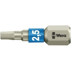 【071072】WERA ベラ Hex六角ネジ用 ステンレス製ドライバービット 差込6.35mm 刃先サイズHEX2.5 全長25mm  
