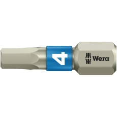 【071074】WERA ベラ Hex六角ネジ用 ステンレス製ドライバービット 差込6.35mm 刃先サイズHEX4 全長25mm  