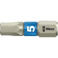 【071075】WERA ベラ Hex六角ネジ用 ステンレス製ドライバービット 差込6.35mm 刃先サイズHEX5 全長25mm  