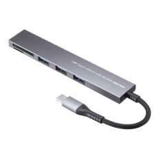 【USB-3TCHC20MS】USB 5Gbps 3ポート スリム ハブ(カードリーダー付き・Type-C接続)