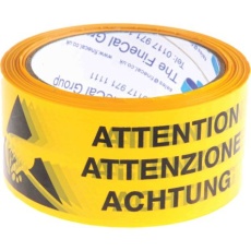【733-980】帯電防止テープ 黄/黒 幅 50mm x 長さ 66m Attention ESD Protected Area パッキング