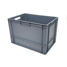 【163-1907】L ユーロコンテナ 76L 400mm x 400mm x 600mm PP グレー