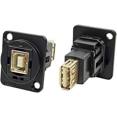 【203-5573】フィードスルー USB コネクタ B to A メス to メス パネルマウント