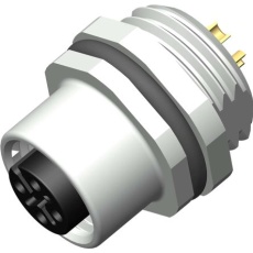 【208-0576】丸型コネクタ 4極 M12 前面取り付け