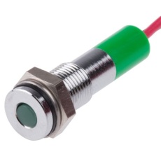 【700-1827】パイロットランプ 24V dc 緑 実装ホールサイズ:6mm