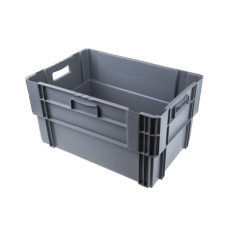 【725-9186】L 収納ボックス 60L 320mm x 400mm x 600mm PP グレー