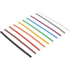 【812-1231】ケーブルマーカー 黒、茶、緑、グレー、オレンジ、赤、バイオレット、白、黄(250個入り)