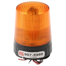 【907-5980】信号灯 LED灯アンバー 10 → 100 V dc