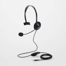 【HS-HP14MTBK】片耳小型有線オーバーヘッドセット φ3.5mm4極ミニプラグ