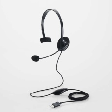 【HS-HP14MUBK】片耳小型有線オーバーヘッドセット USB-Aプラグ